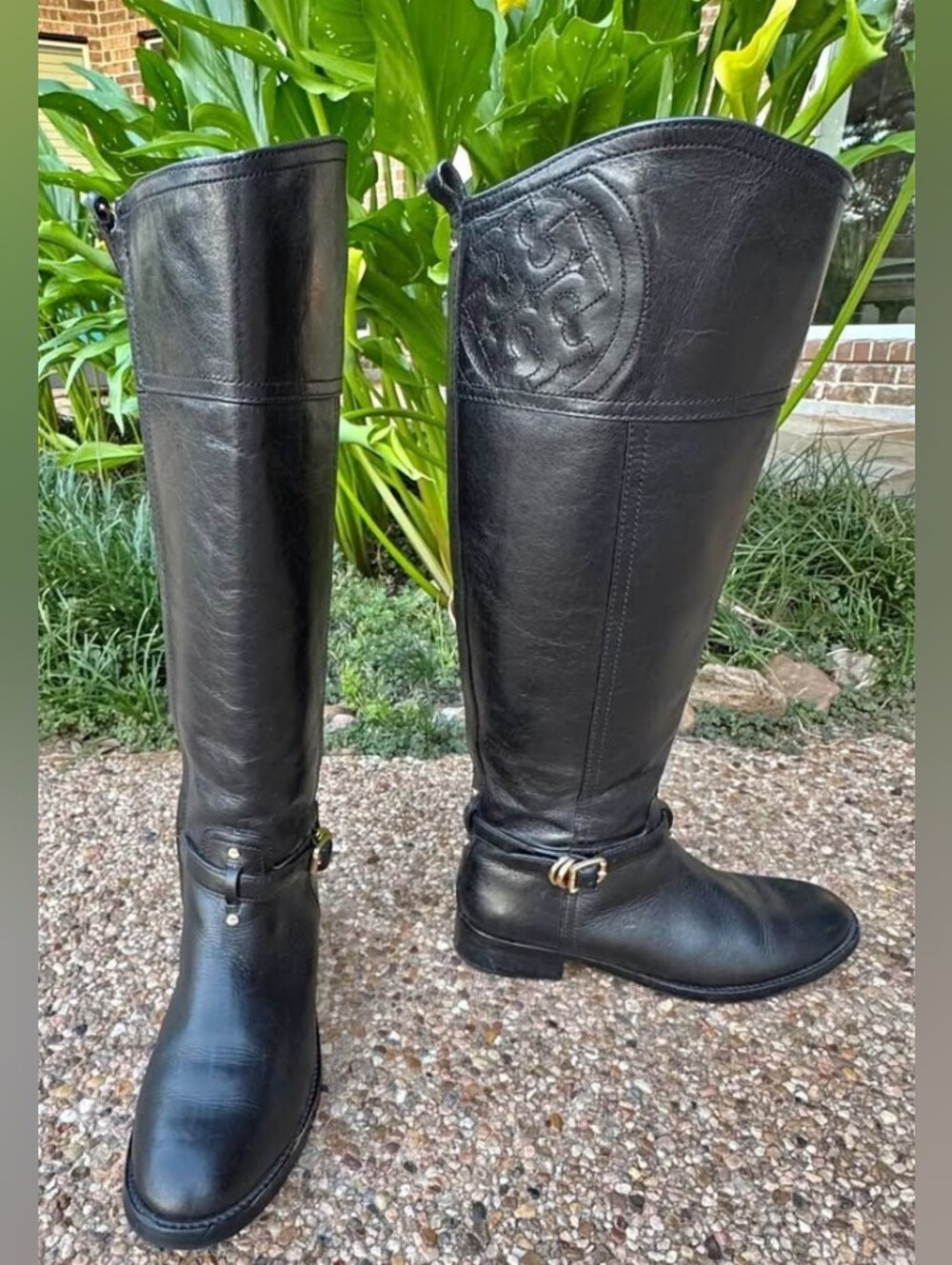 Tory Burch Black Leather Riding Boots